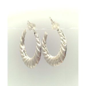 Sterling Silver 925 Croissant Style Hoop Earrings